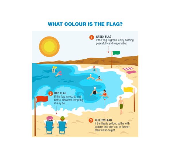 Infografía (De qué color es la bandera) - Prevención y Seguridad Acuática (ENG)