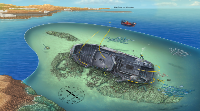 Pecio Rabat submarine map