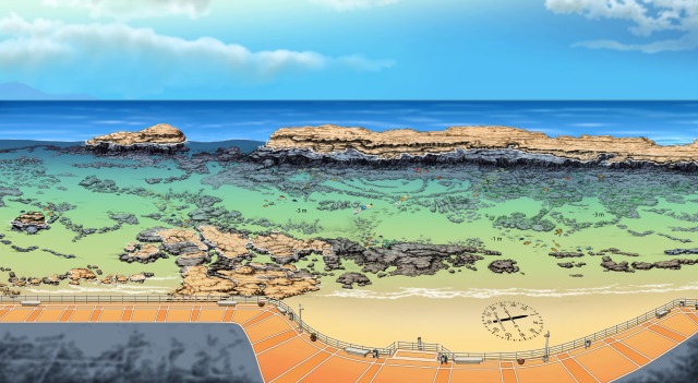 Mapa submarino Playa Chica, en la playa de Las Canteras