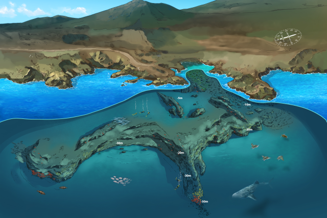 Las Cabras underwater map